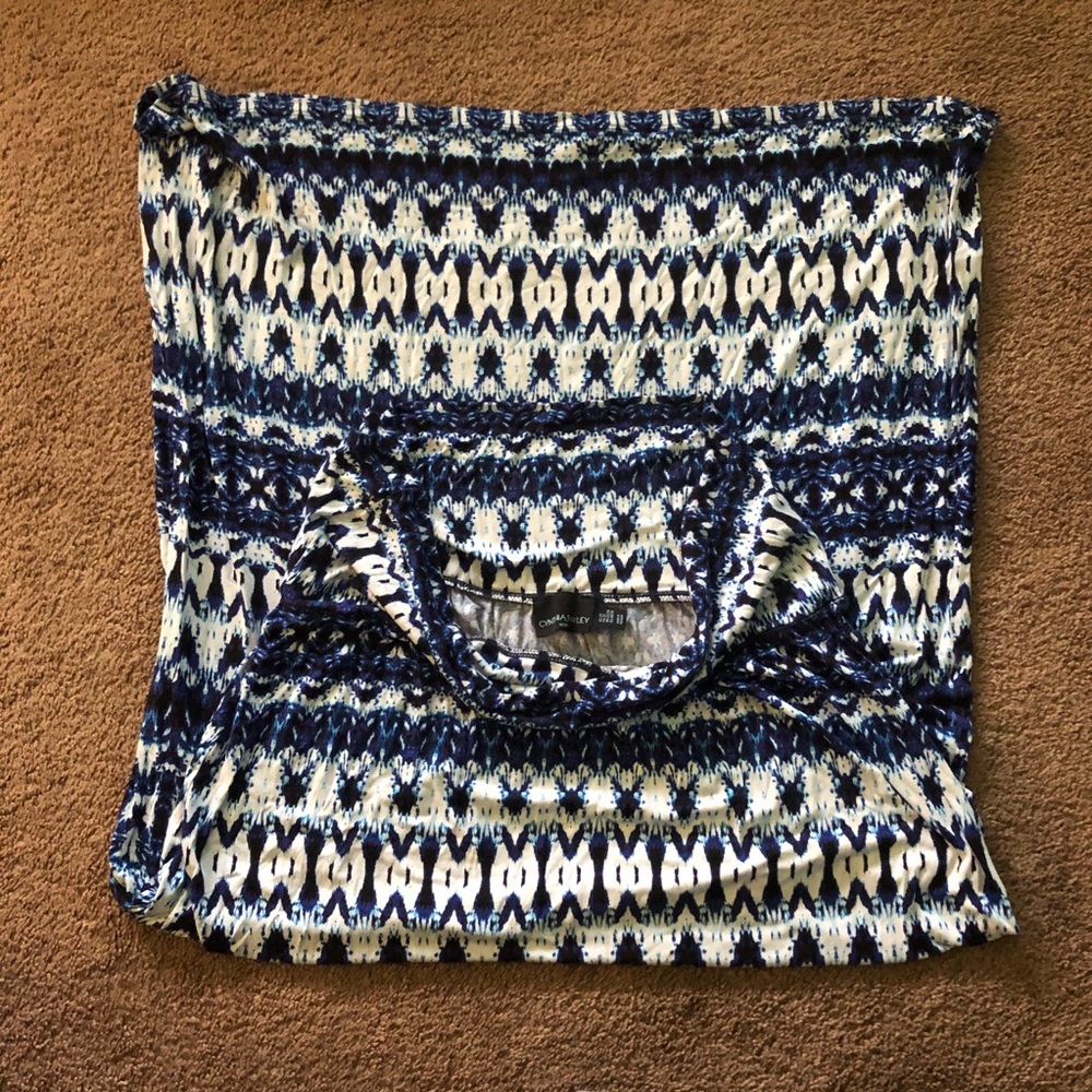 Blue and white printed maxi skirt